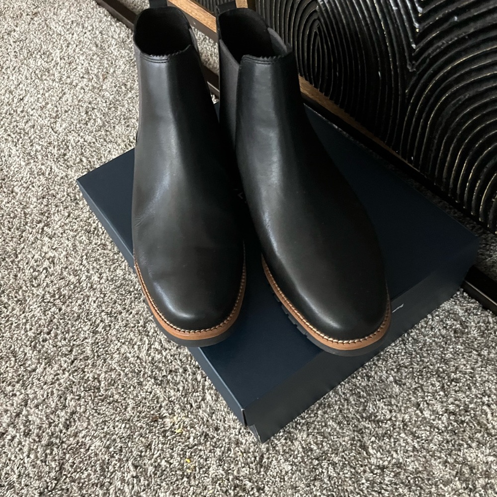 Men's ZERØGRAND Chelsea Boots 12Wide Black New
